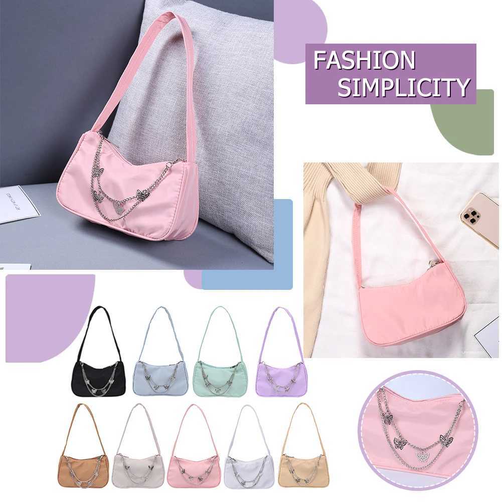 New Arrival Fashionable womens butterfly chain shoulder bag solid color casual full matching underwear bag elegant womens small homeless handbag T2504
