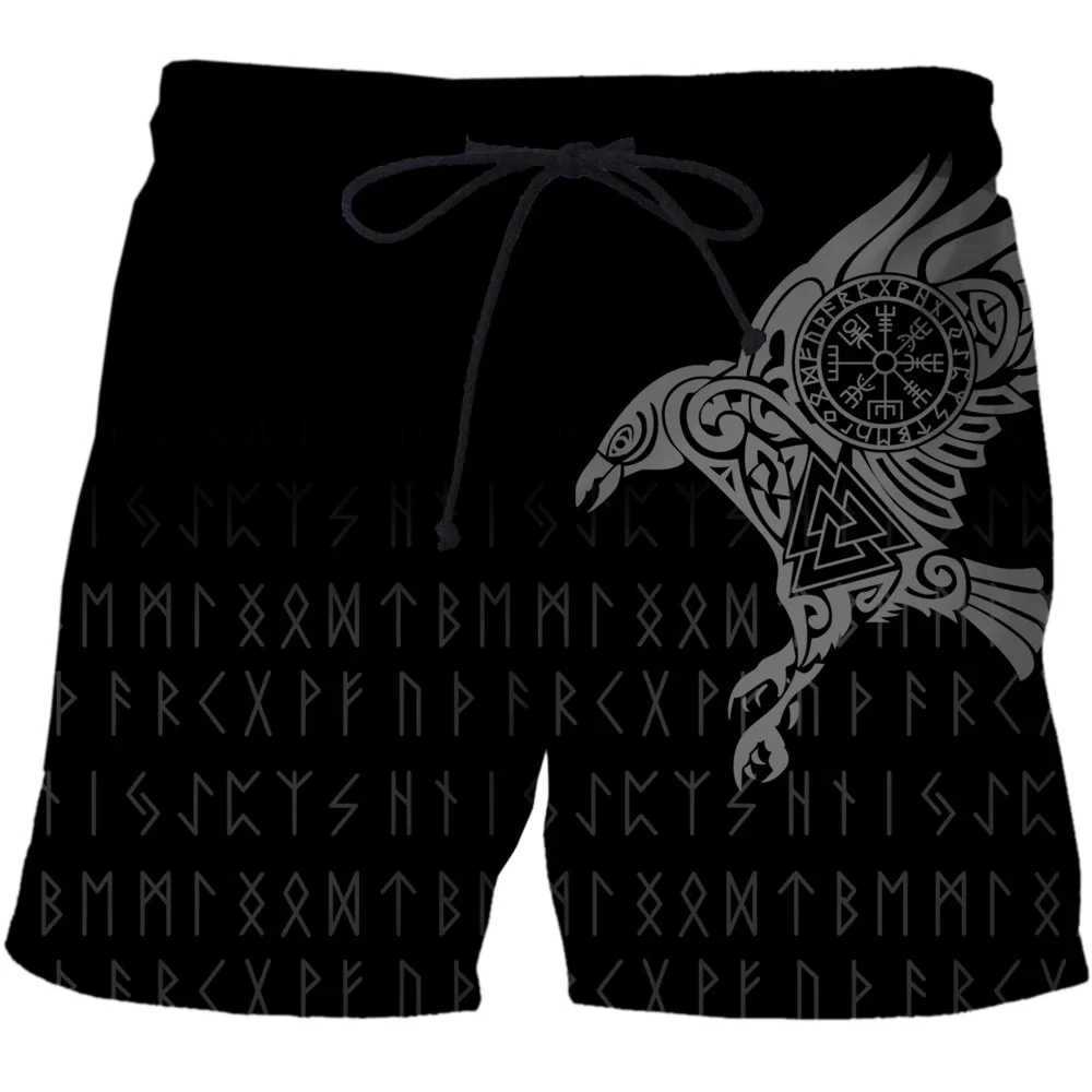 Viking Mythology Valhalla Totem 3D Printed Beach Shorts Graphic Mens Casual Sports Shorts Summer Surfing Shorts Comfortable ShortsXJ250407