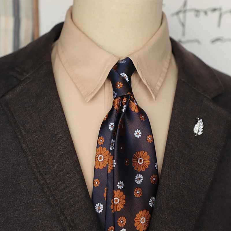 2025 New Korean Formal Silk Neckties Business Mens Floral Neck Tie Anchor Dots 8cm Ties Wedding Party Banquet Accessories Cravat X250407