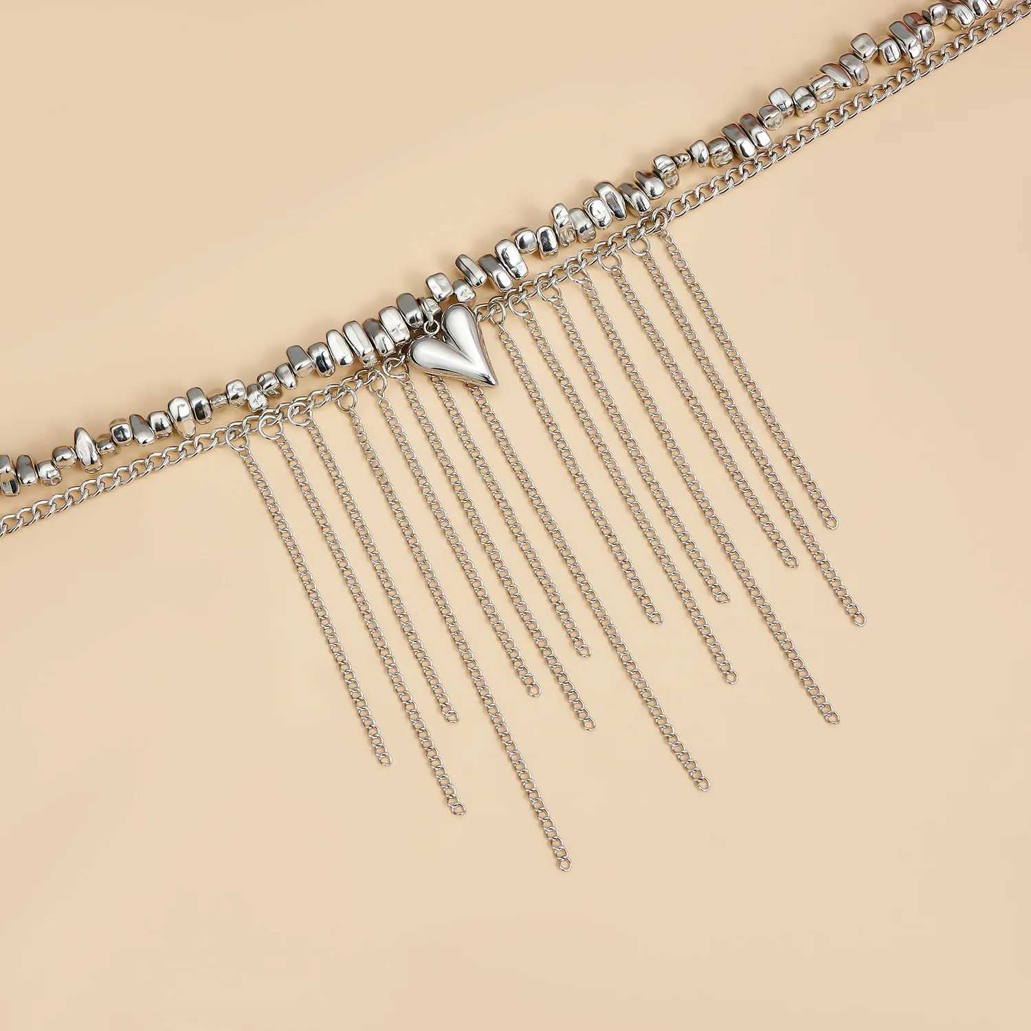 New Fashion Trend Accessories Ins Stainless Steel Texture Love Tassel Necklace for Women Party Jewelry Festivals GiftC250407