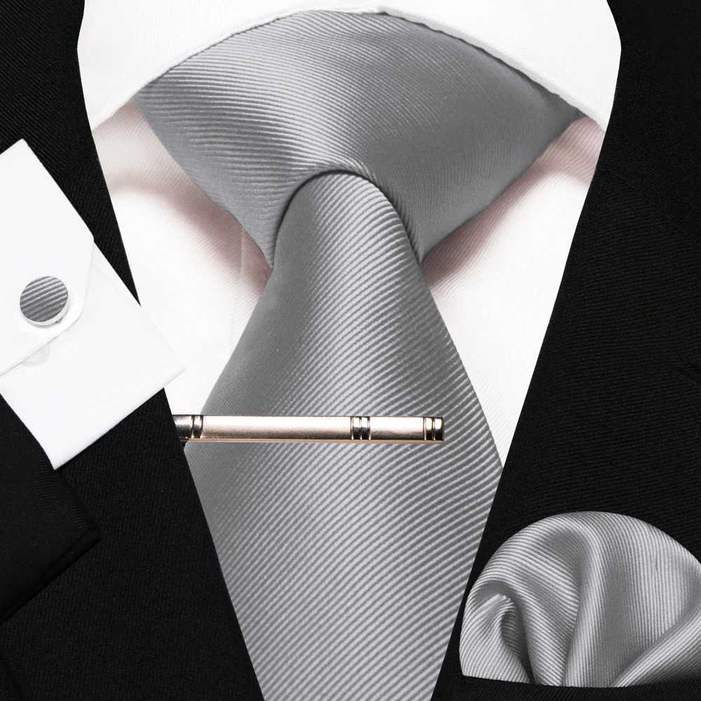 Classic Silk Men Solid Necktie Red Blue Green Business Wedding Tie For Men Handkerchief Cufflinks Set Gro Ties Gift X250407
