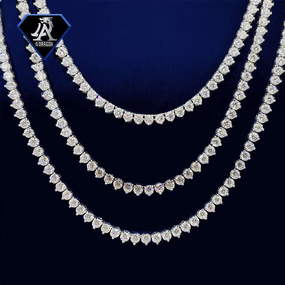 New Arrival 3mm 925 Silver Moissanite Single Stone Hip Hop Claw Necklace for Men
