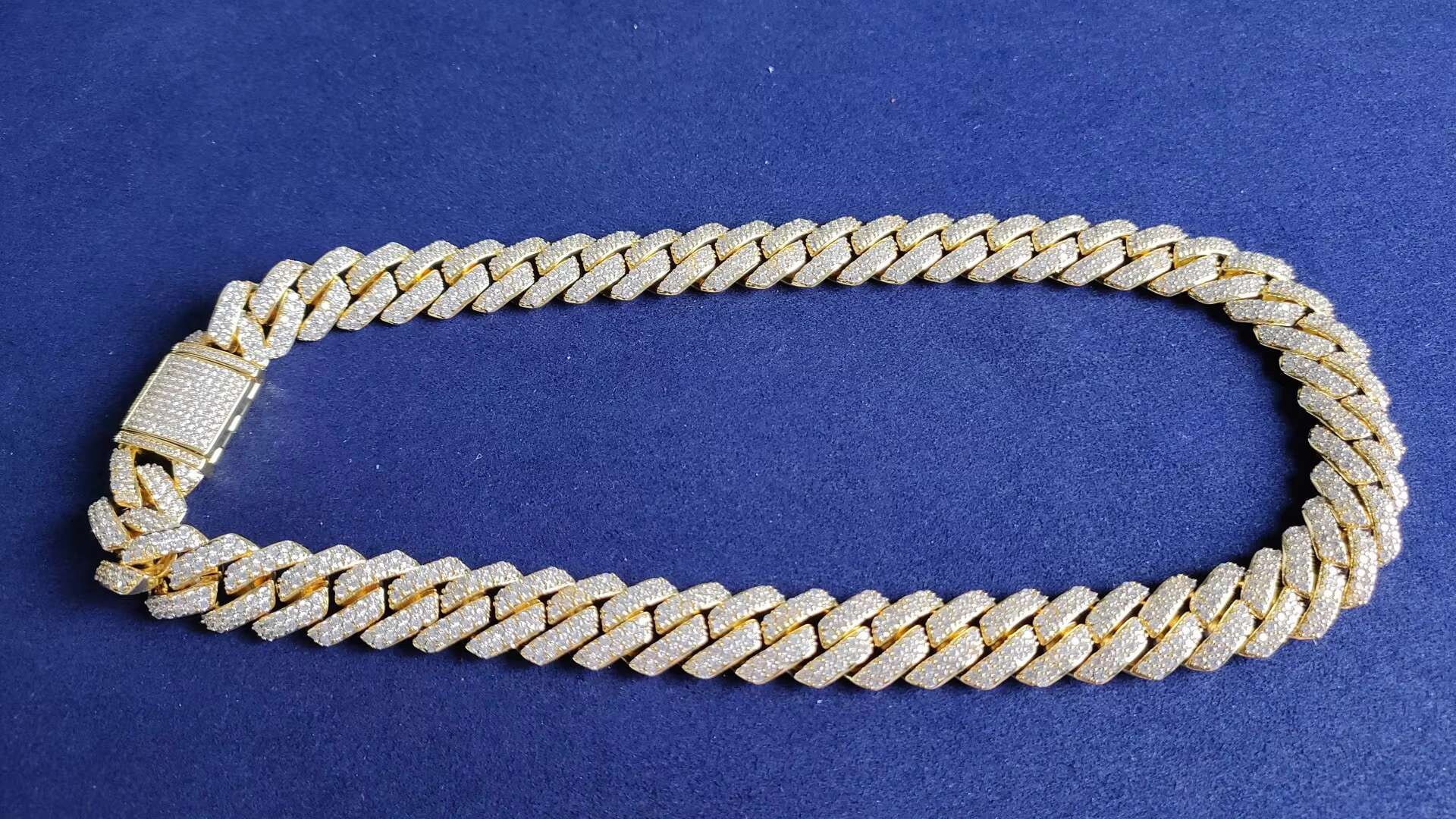 Hand Crafted baguette Cut Cuban Link Chain Vvs Moissanite 15mm Ice Out Cuban Link Chains