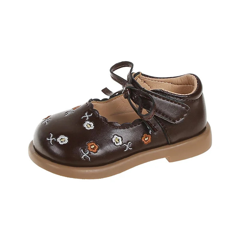 Vintage Floral Mary Jane Low Heel Litte Girls Cosy Shallow Shoes Fashion Embroidery Flowers Princess Dress Shoes Girl G09282 250407