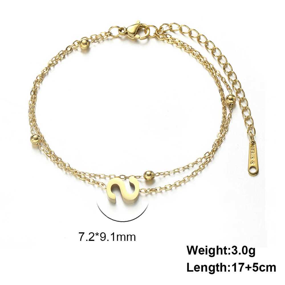 Cazador Stainl Steel Double Chains Bracelet for Wen Initial Letter A-Z bet Jewelry 2025 Bracelet on Hand Birtay GiftC250408