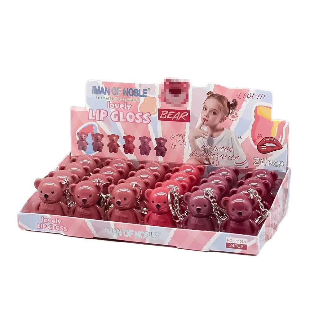 24Pcs Kawaii Bear Veet Matte Liquid Lipstick 6 Colors Set Gloss Waterproof Longlasting Nonstick Lip Tints Lips Makeup