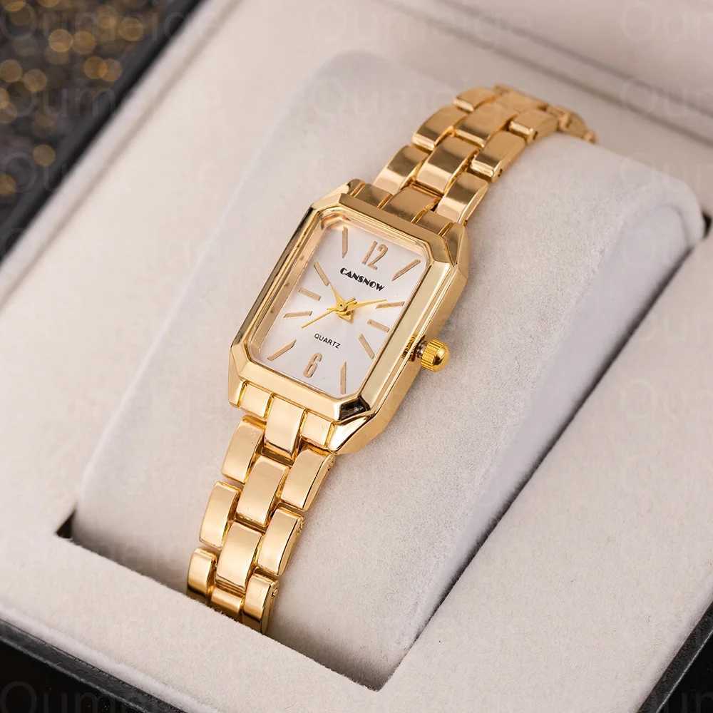 Luxury Top Gold Watch Womens Elegant Small Square Dial Womens Quartz Watch Simple Fashion Womens Watch Zegarek DamskiT250408