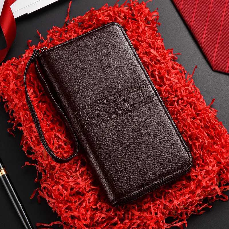 Men Leather Wallets Long Design Causal Purses Male Zipper Wallet Coin Card Holders Slim Money Bag High Capacity Case H2511071