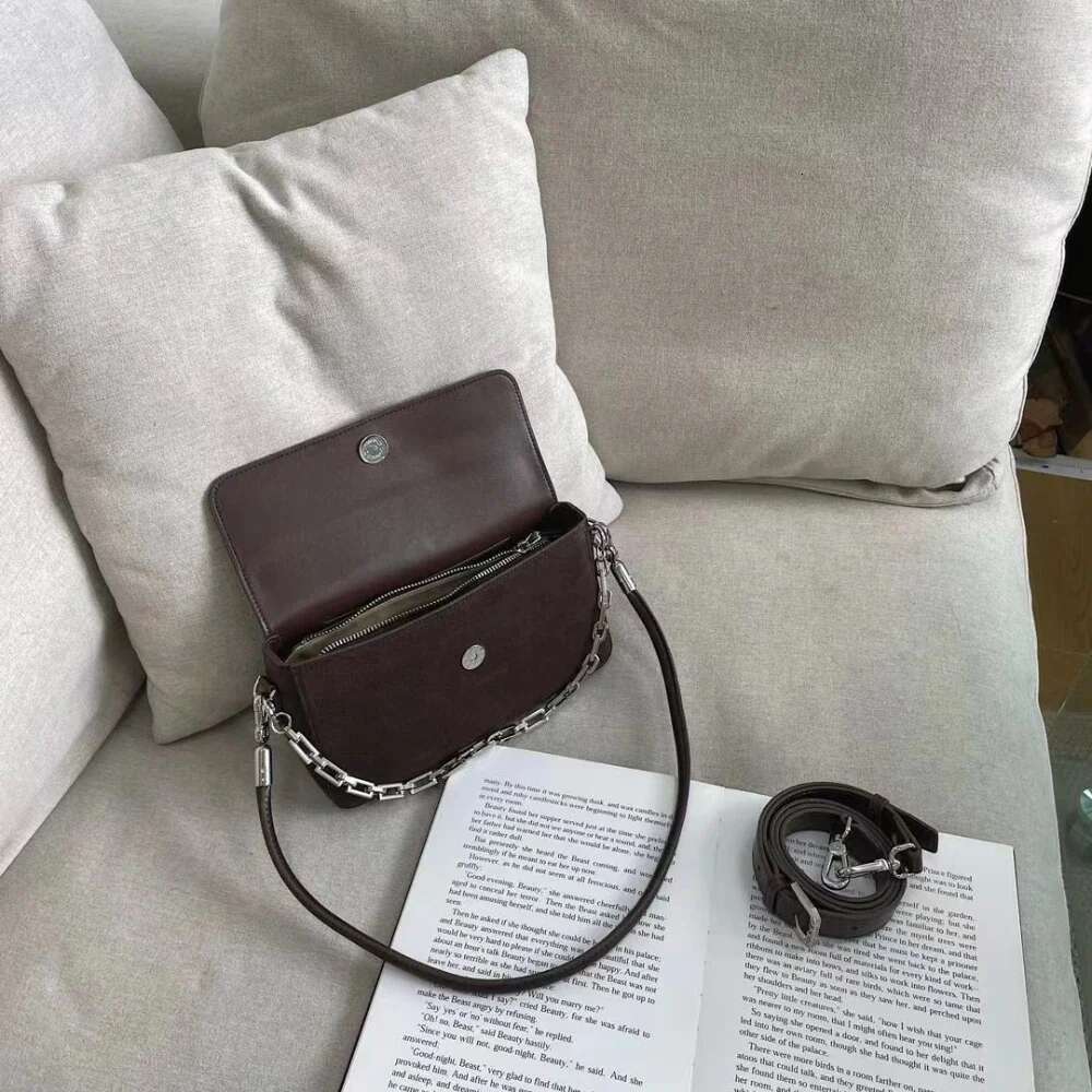 Ins Chic Niche Stylish Small Nubuck Flap Crossbody Matte Suede Leather Women Shoulder Bag 2 Straps Autumn Daily-Use Purse