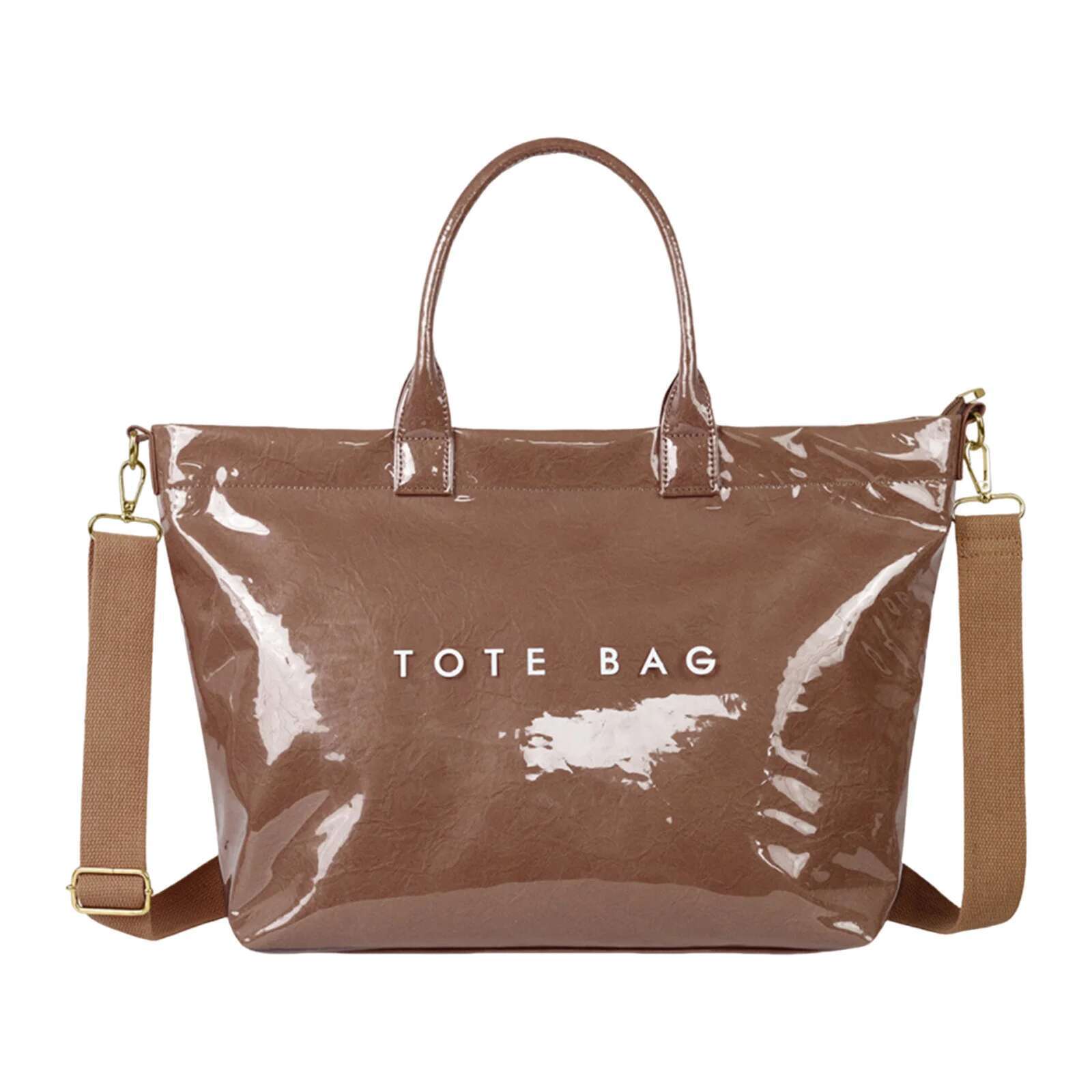 PVC Casual Waterproof Fashion Tote Handbag Large Capacity Leisure Shoulder Shopping Work Date Bag
