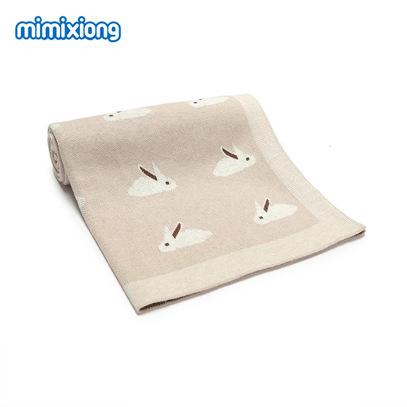 Baby Cotton Blankets born Boys Girls Easter Rabbit Knitted Swaddle Wrap Covers for Stroller Bedding 100*80cm Infant Play Mats 250408