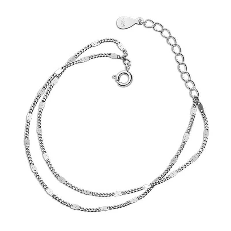 Trustdavis Genuine 925 Sterling Silver Fashion Sweet Doub Chain Layer Bracet For Wen Wedding Fine S925 Jewelry Gift DA199C250408