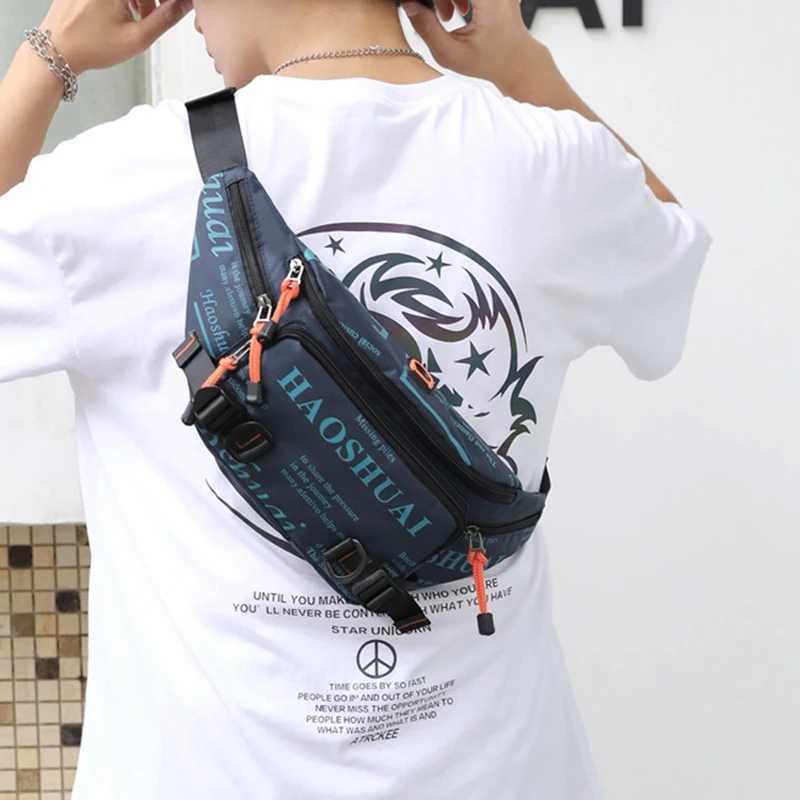 Mens waist Fanny bag waist belt running nylon waterproof multi-purpose travel sports mens suspender chest Bum Hip bag Z250407