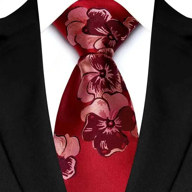 Luxury 8CM Mens Necktie Red Color Solid Stripes Paisley Ties For Man Gro Jacquard Woven Neck Tie For Business Wedding Party X250407
