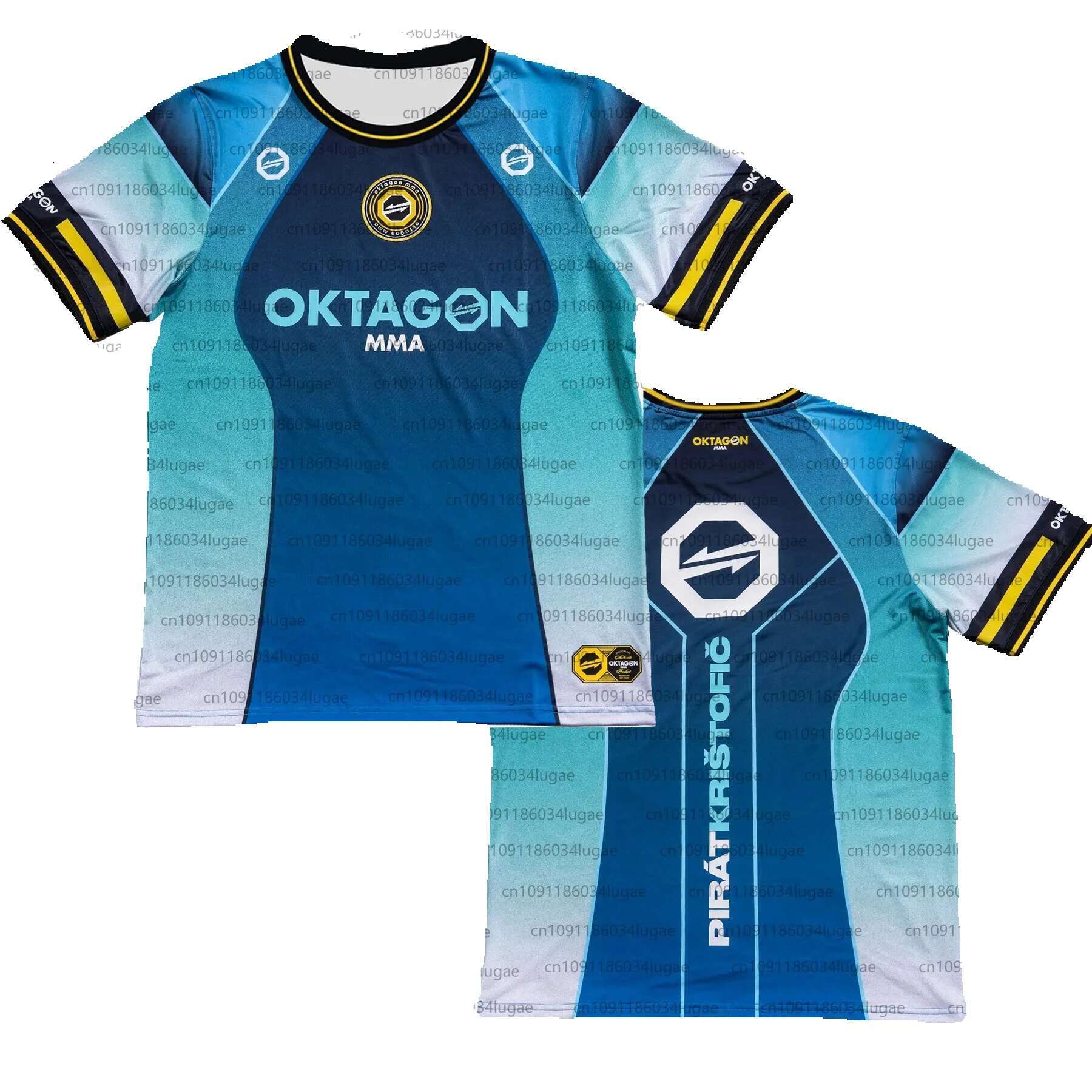2025 Summer Printed Oktagon Fighting Fan Uniform and Women's Breathable Round Neck Short Sleeve Men's T-shirt Casual Style Jersey