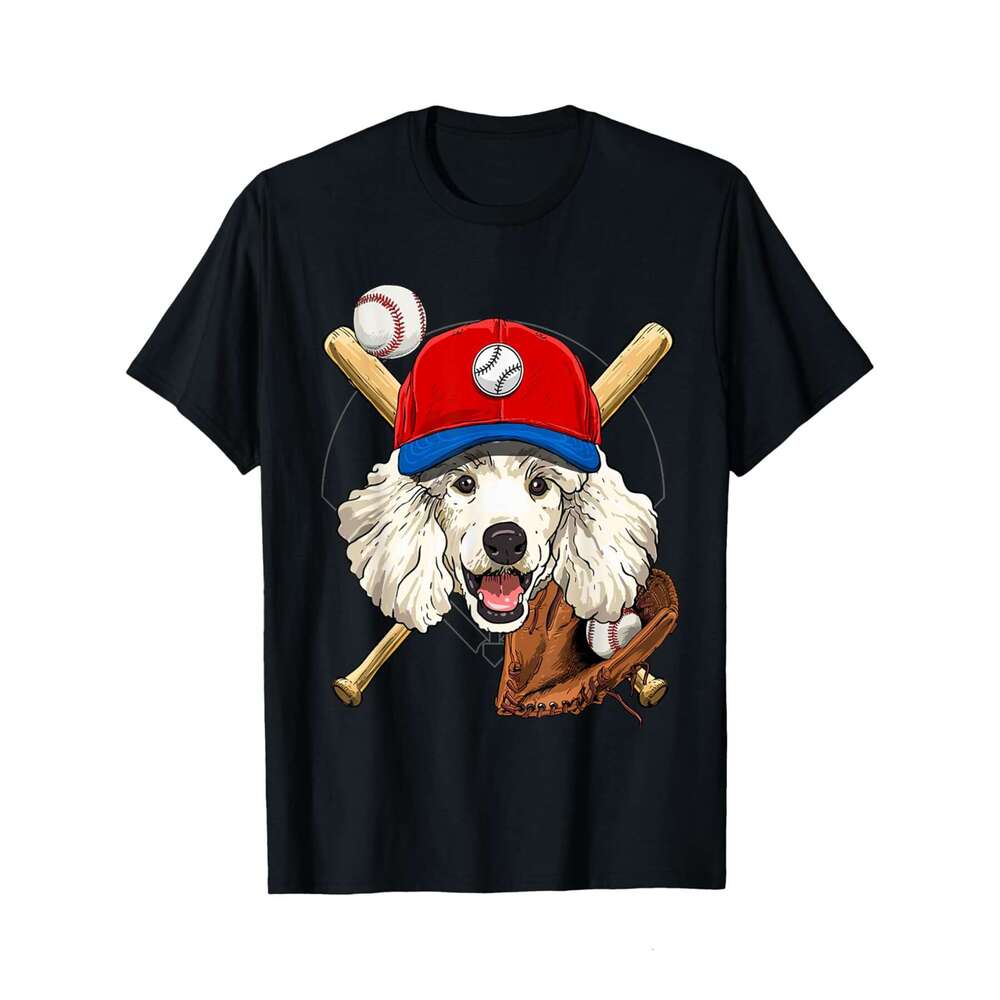Designer T shirt Poodle Baseball Dog Lovers Baseball Player - 220g Tshits