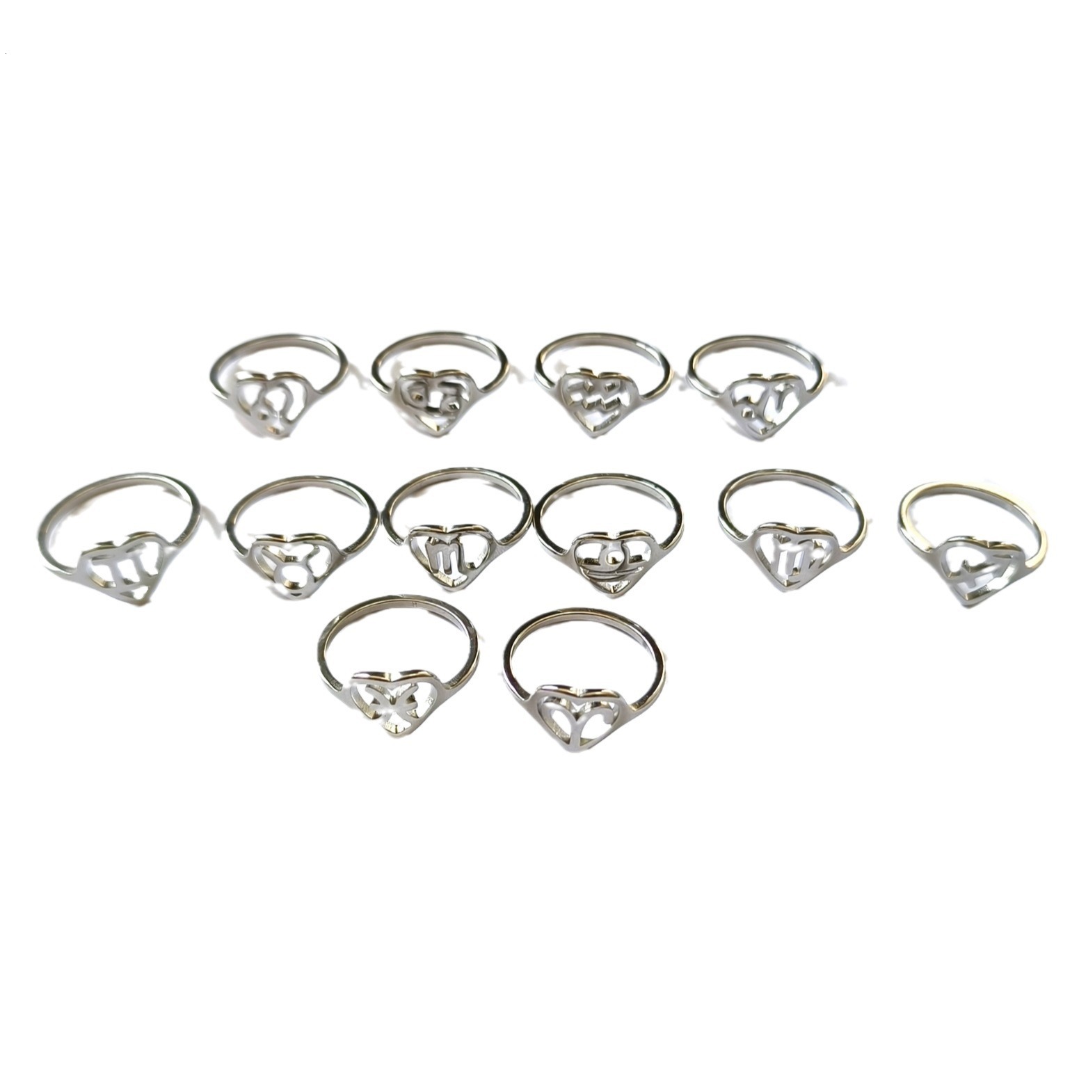 Top Source Fashion New Twelve Constellation Love Hollow Ring, Personalized and Versatile Commemorative Day Jewelry Gift