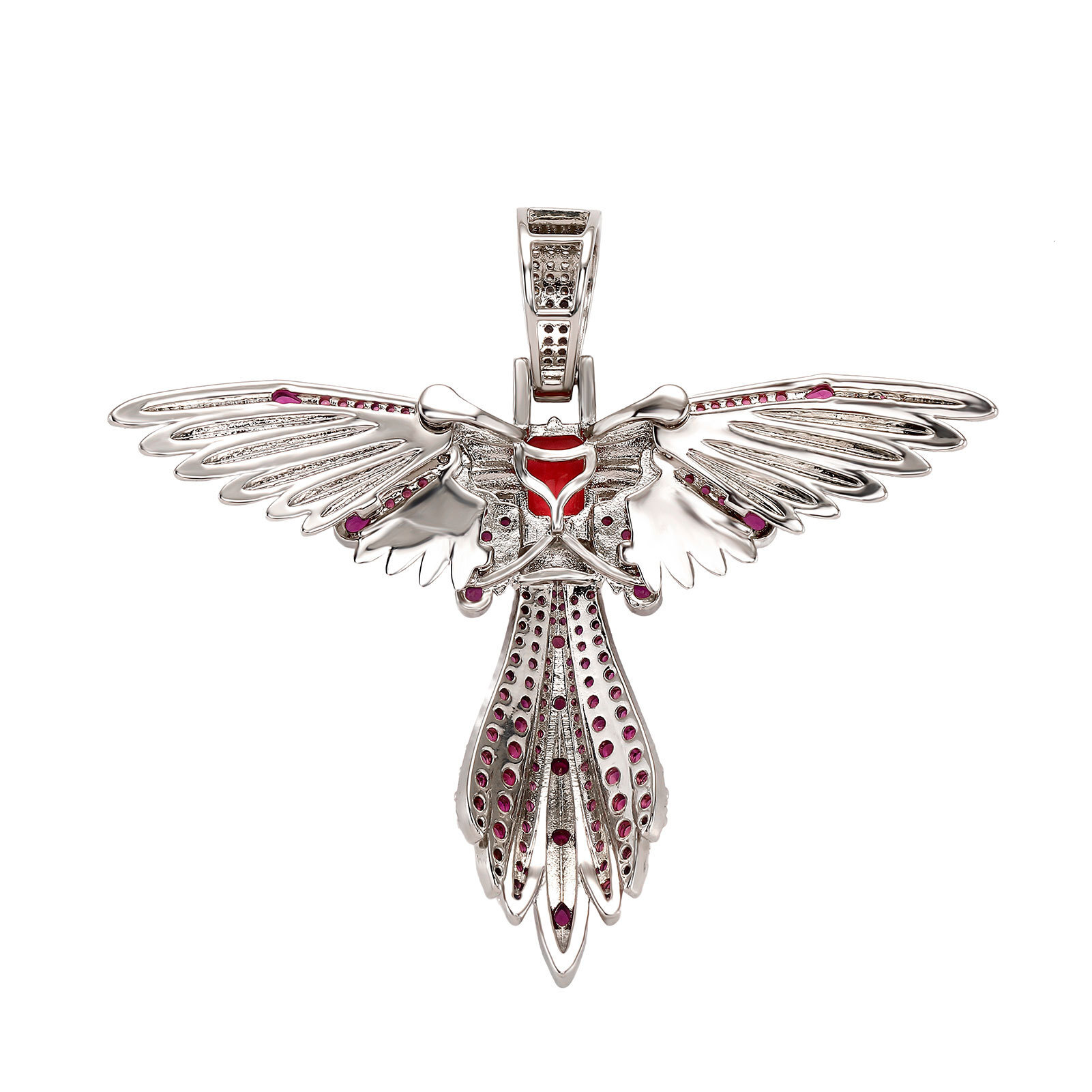 New In Colorful Baguette Cz Stones Dragonfly Charm Hip Hop Pendant Necklace For Men And Women Blue Red Cubic Zircoina Fine Quality Rapper Trendy Party