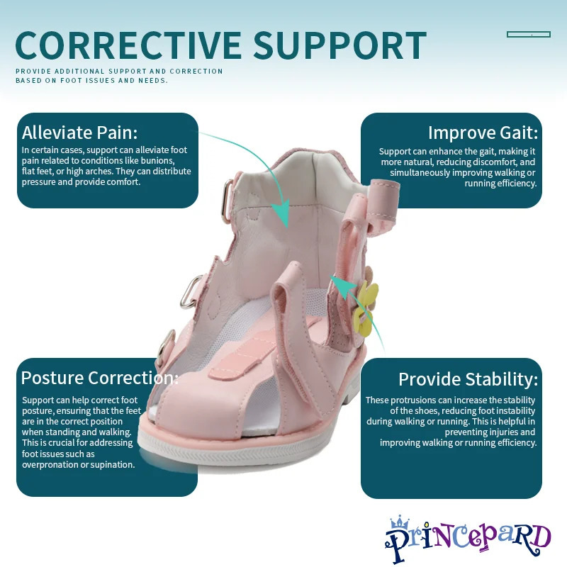 Kids Orthopedic Corrective Sandals Princepard Girls Children Summer Flower Ortics Shoes for Flat Feet with Arch Support 250408