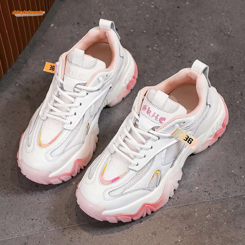 Sports shoes with a thick women's platform, breathable comfortable informal sports shoes, used for running, tennis, PIESS, gym, jogging and walki