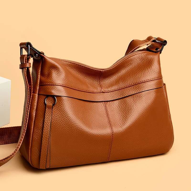 Vintage Cowhide Shoulder Crossbody For Women 2024 Fashion Handbag Solid Genuine Leather Tote Bag Ladies Messenger Sac
