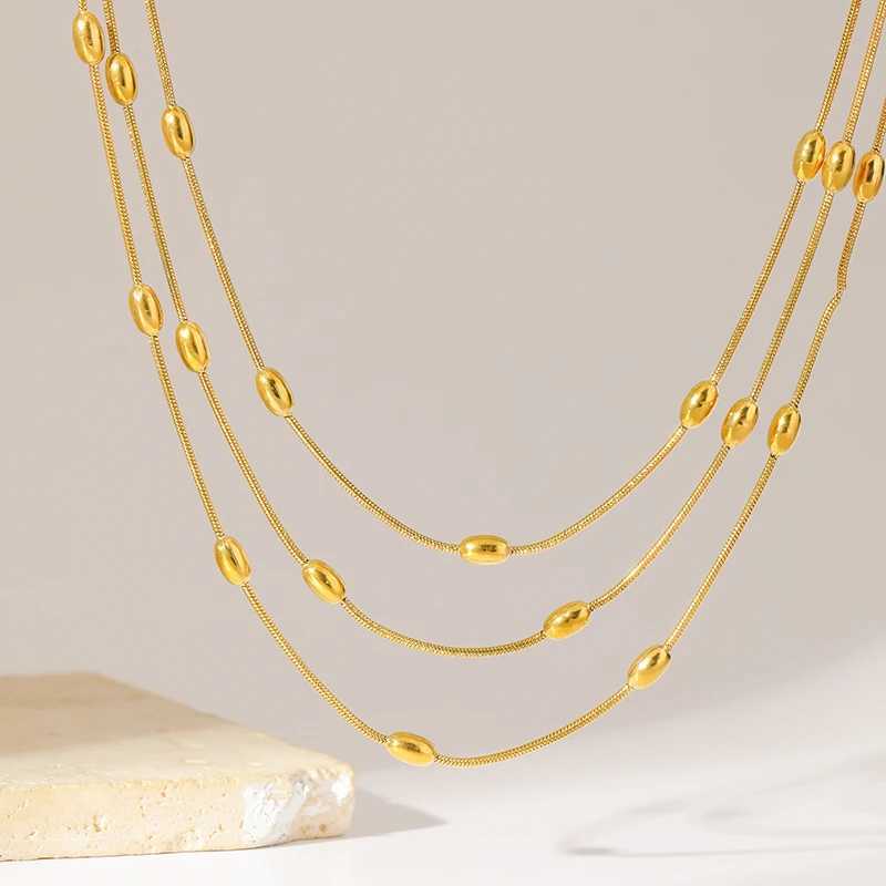 EILIECK 316L Stainless Steel Gold Multi Layer Stacked Chain Necklace Set for Womens Fashion Waterproof Jewelry Y250408