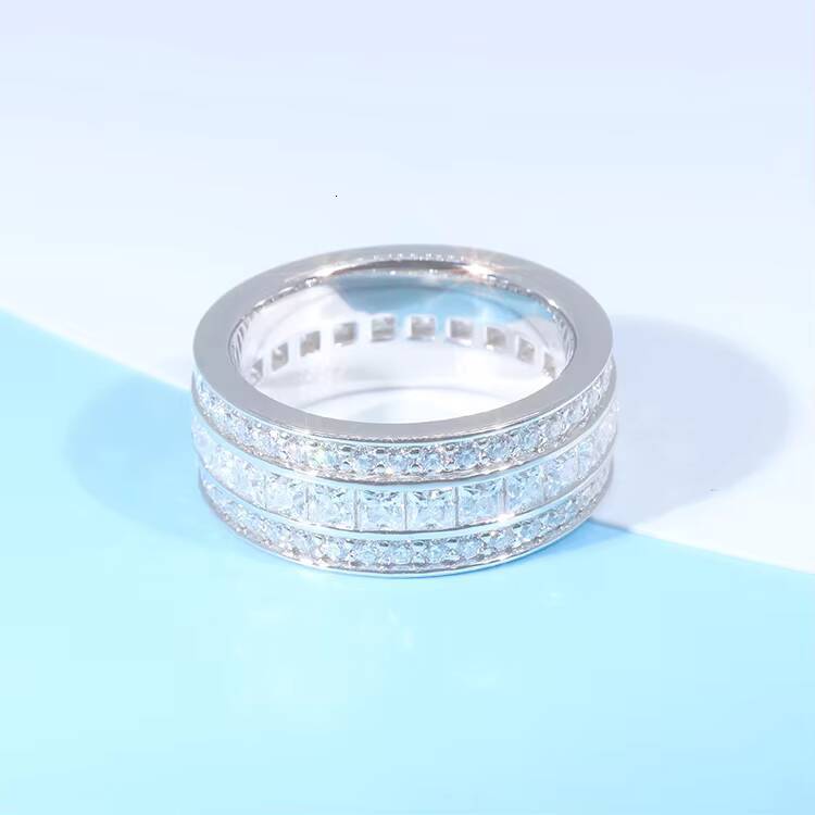 Fashionable Design Jewelry 925 Silver VVS Moissanite Iced Out Ring Cuban Ring for Hip Hop Men