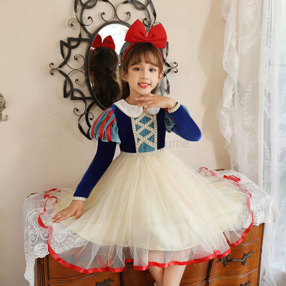 Disney Princess Girl Snow White Dress Childrens Charm Baby Role Playing Costume Apple Tennis Dress Carnival Birthday Party Costume 2-8T X250408