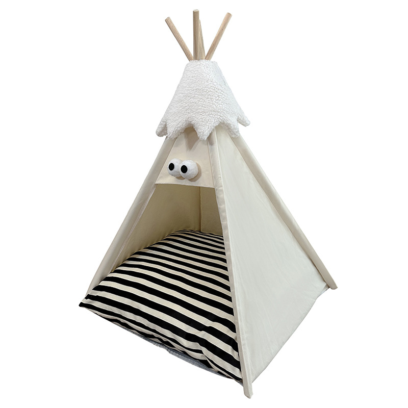 4-Season Tent Cat Bed for All Weather - Semi-Enclosed Winter Dog/Cat House, Removable Washable Xmas Pet Bedding, Universal Cozy Indoor Outdoor Pet Sup