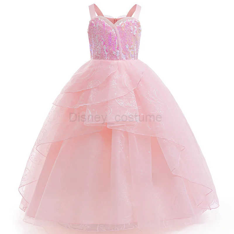 Disney Movie Magic Wicked Witch Glinda Pink Costume Kids Sequins Mesh Princess Dress For Girls Evening Carnival Birthday Party Gown 12Y X250408