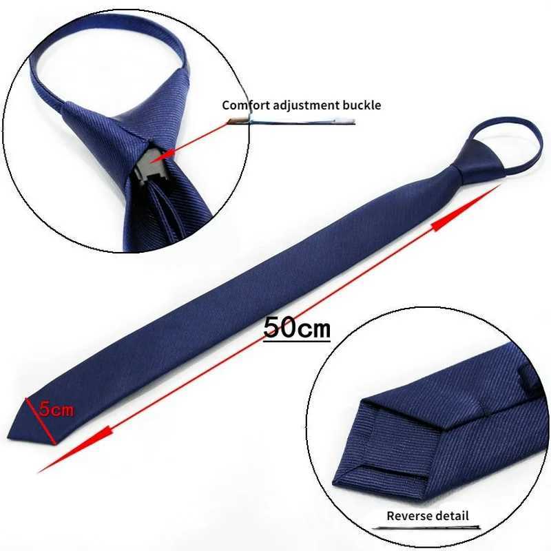 5cm Pre-tied Neck Tie Mens Skinny Zipper Ties Red Black Blue Solid Color Slim Narrow Bridegro Party Dress Necktie Student Girl X250407