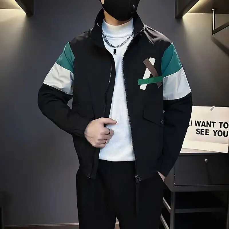 Mens spliced jacket new trend brand jacket cool and fashionable mens casual top M250408