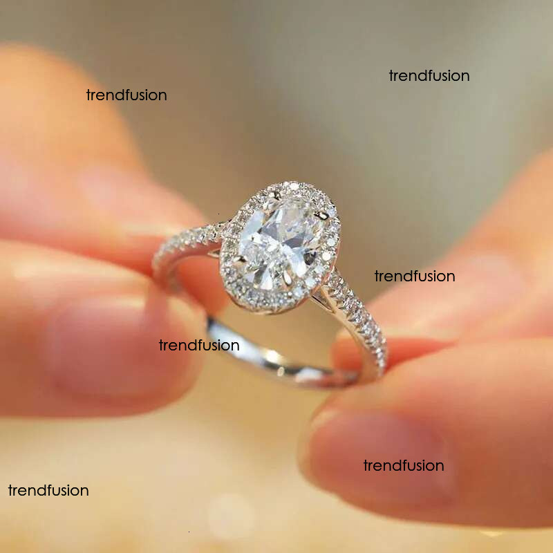 rings 1ct moissanite jewelry sterg sier cluster oval d color dia white gold engagement fashion lady