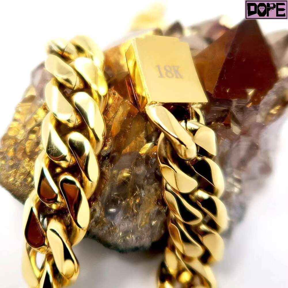 High Quality 16MM Cuban Chain Curb Men and Women 925 Sterling Silver Gold Cuban Link Chain