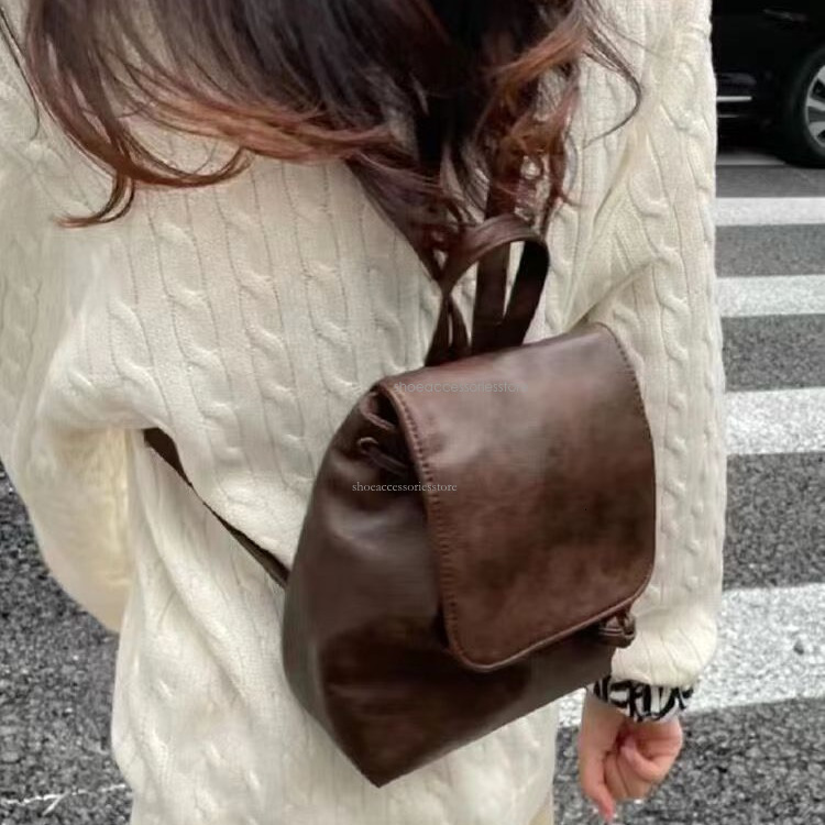 Designer High-end Leather Backpack Women's Compact American Brown Backpack With New Instagram Minimalism And Multifunctional Shoulder Bag Small B