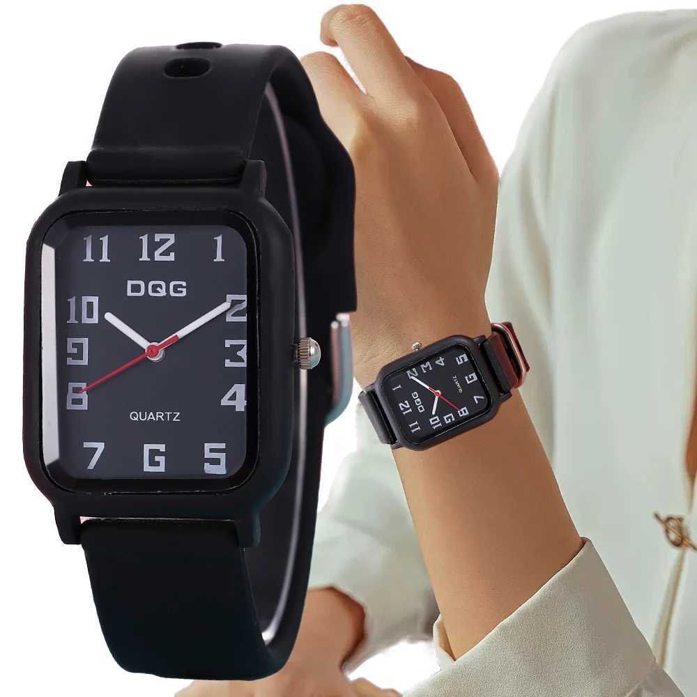 Fashion Sports Womens DQG Brand Watch Simple Rectangular Number Womens Quartz Watch Casual Silicone Strap Dress Gift Watch Y250407