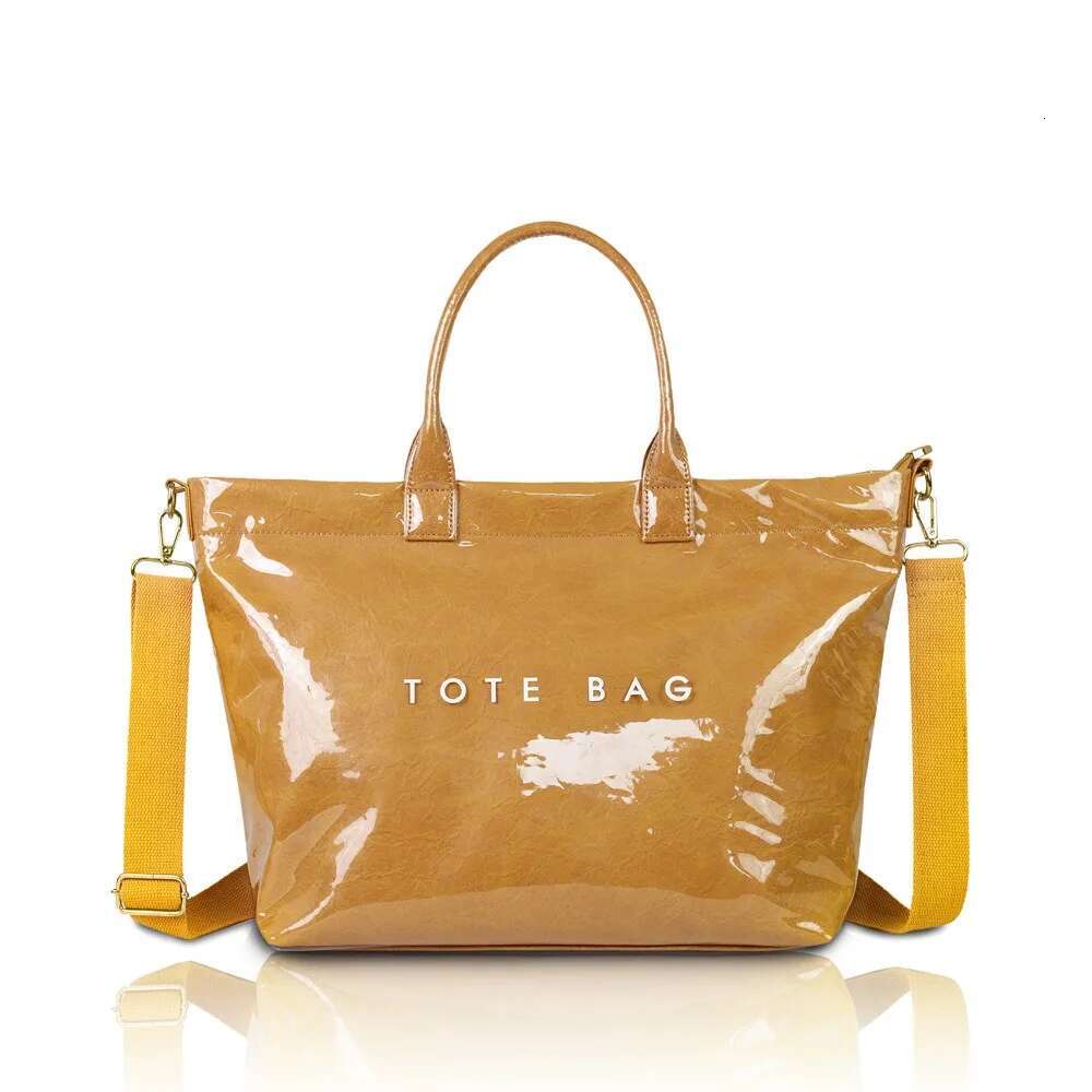 BERKI STAR Eco-Friendly Women's Waterproof Tote Large Kraft Paper Handbag Lightweight Reusable Shopping Bag For Gro