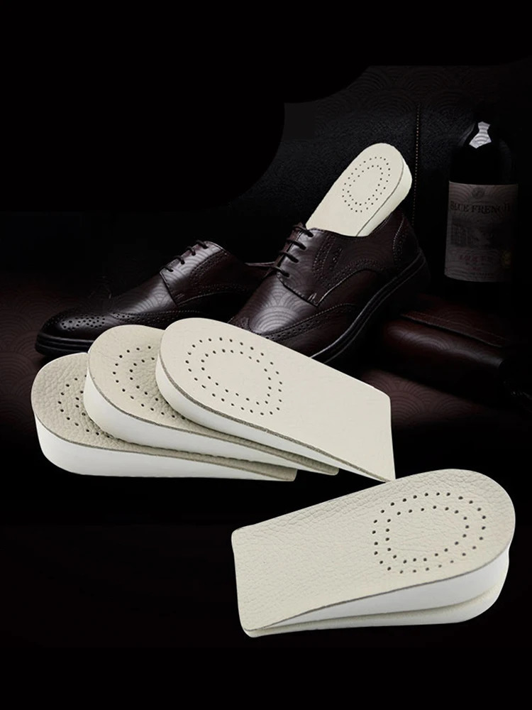 Invisible Height Increased Insoles For Men Elevator Shoes Inserts Half Breathable Leather Heightening Insole Lift Heel Insoles 250407