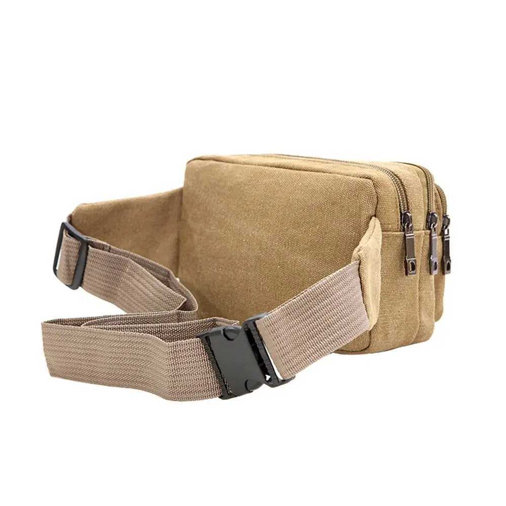 Fashionable mens waist bag canvas Fanny Pack mens multifunctional pocket bag with travel shoulder bag outdoor sports mens waist belt bag Z250407