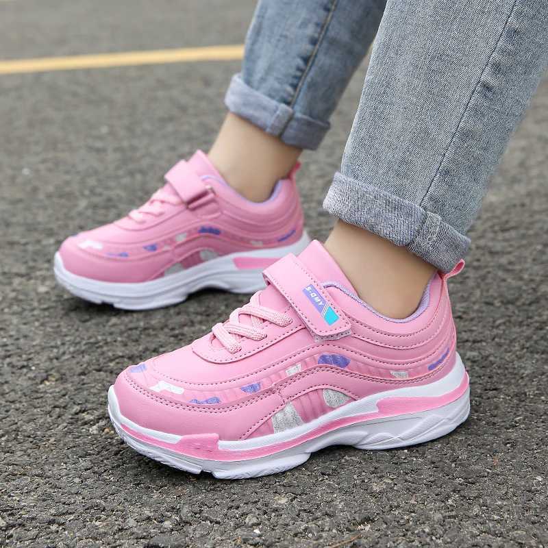 Girls sports shoes waterproof running childrens sports shoes casual leather pink breathable fashionable non slip lightweight childrens shoes W250407