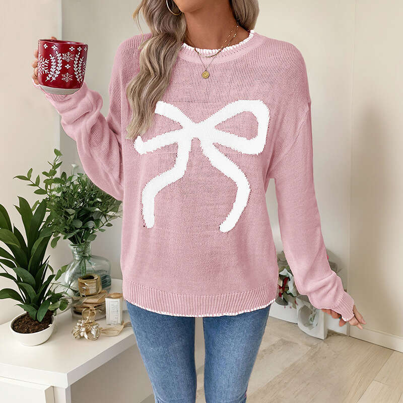 Autumn winter hot items, sweet European and American loose long sleeved round neck Christmas sweater, women's 2025 temperament versatile new tren