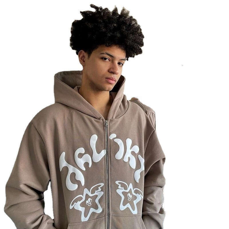 Classic vintage letter print trendy brand loose versatile men's and women's cardigans hooded sweatshirts gift for boys