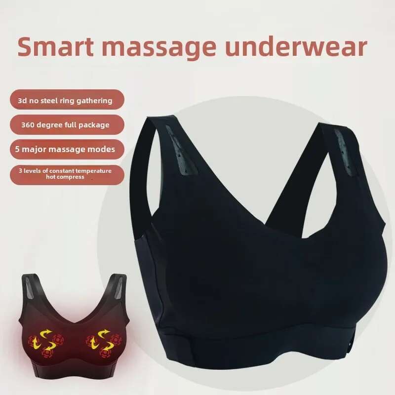 Electric Breast Gathered Beauty Back Collects Vice Breasts Adjustable Massage Underwear Bra Chest Massager Remote