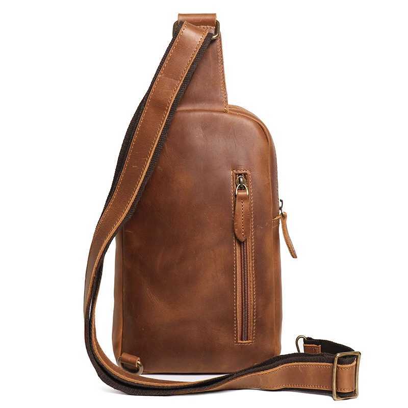 Mens leather camisole bag chEST bag handmade shoulder cross body daily bag fAshionable waist bag Leathfocus Z250407
