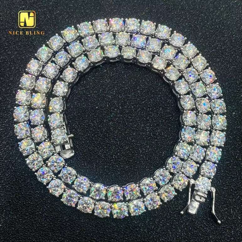 Iced Out 5mm Moissanite Tennis Chains Gold Plated 925 Sterling Silver Hip Hop Tennis Necklaces Bracelets for Men and Women