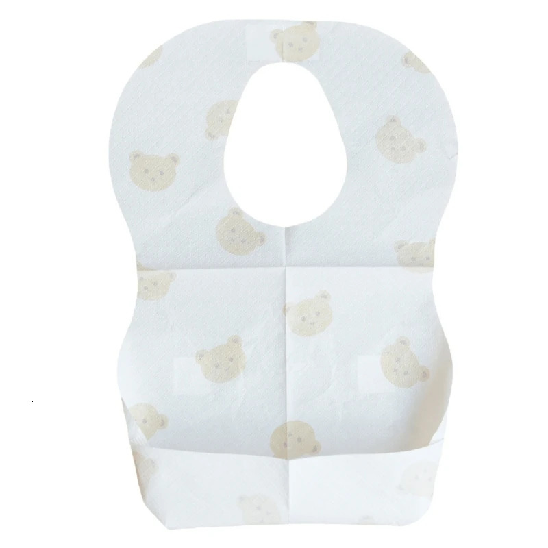 50-Pack Disposable Bibs for Babies Aged 6 Months to 2 Years Cartoon Bear Feeding Bib for Boy Girl Non-woven Drool Towel 250407