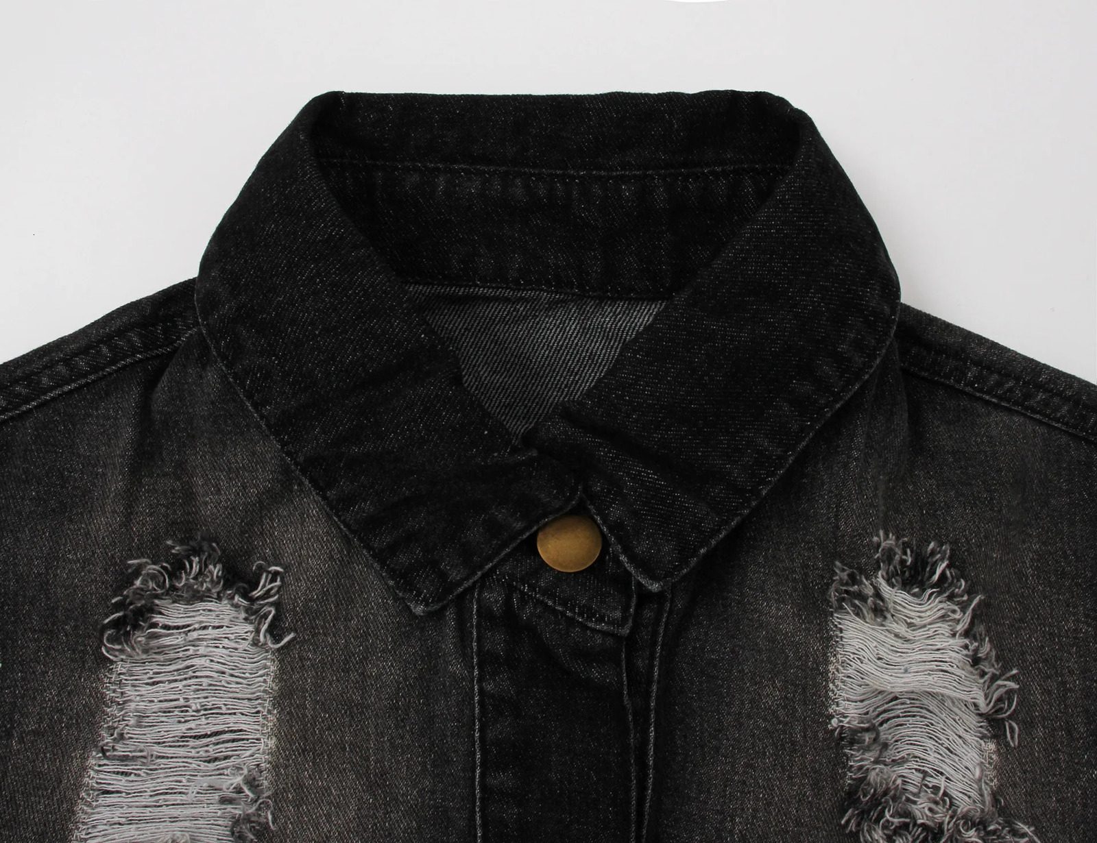 Womens Spring Jacket Denim Plus Size Cut Hole n Retro Street Oversized Y2K Short Jeans 250407