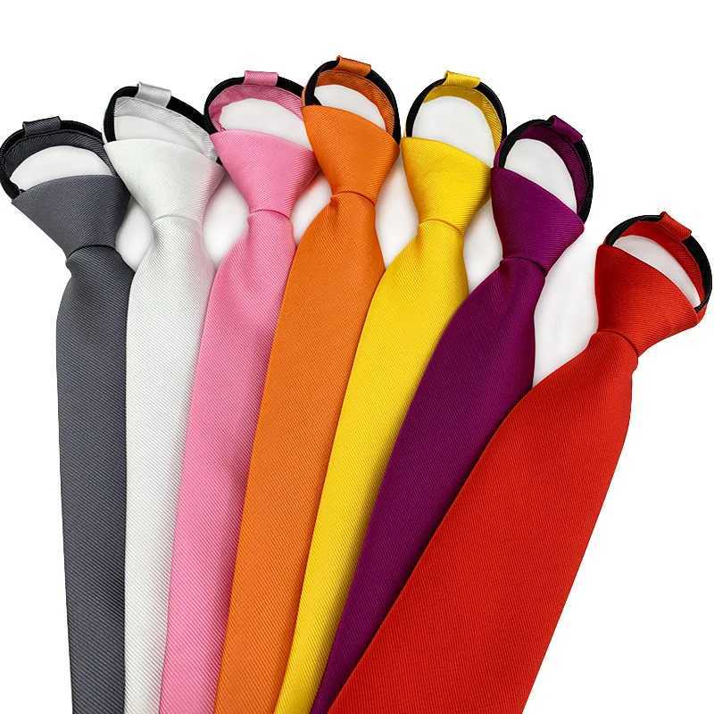 Solid Necktie Zipper Tie 8cm Ties Business for Man Gravatas Handkerchief Bowtie Mens Wedding Shirt Accessories X250407