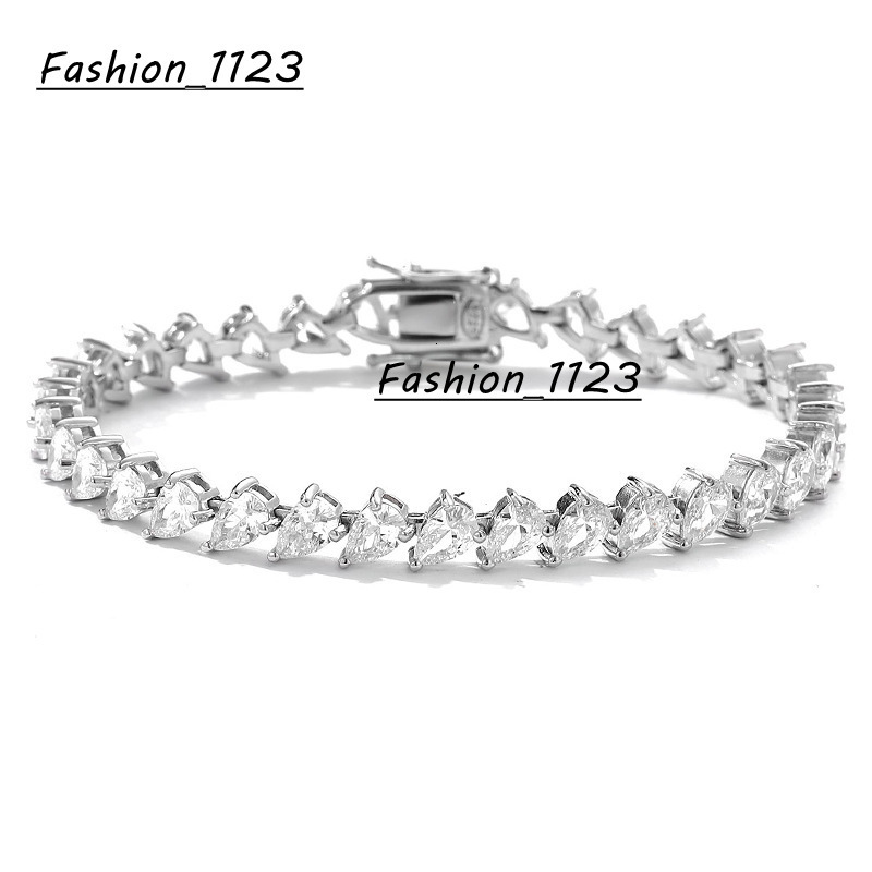 Fashion Jewelry INS Style S925 Sterling Silver 05Carat 46MM Water Drop Pear Shaped Moissanite Diamond Tennis Chain Bracelet