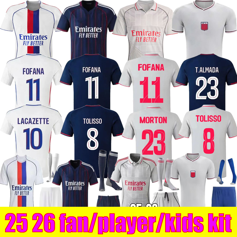 25 26 lyons Maillot SULC Soccer JerseyS 75th TOLISSO MIKAUTADZE BENRAHMA ORBAN NUAMAH OL FOFANA Player football shirts 2025 2026 Olympique Lyonnais man kids kit